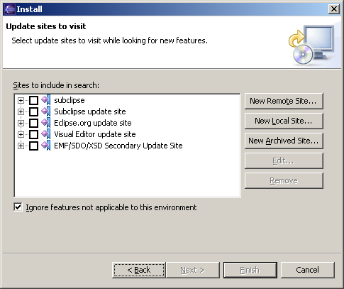 Select update sites