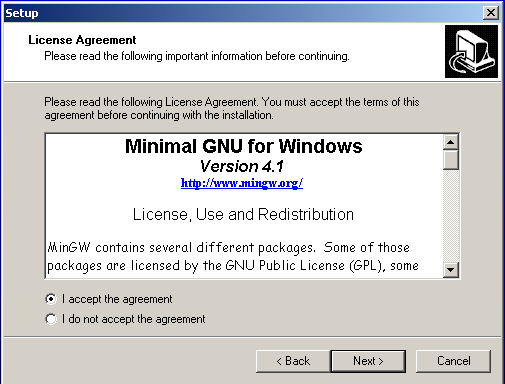 MinGW license