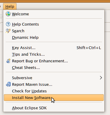 Select Install New Software... from the help menu